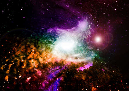 Stars of a planet and galaxy in a free spaceの写真素材