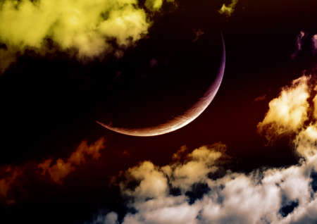 The moon in the night skyの写真素材
