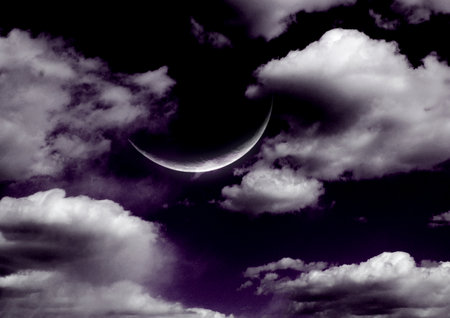 The moon in the night skyの写真素材