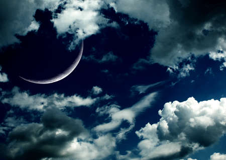 The moon in the night skyの写真素材