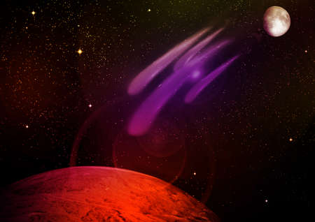 Stars of a planet and galaxy in a free space Elements of this image furnished . 3D renderingの写真素材