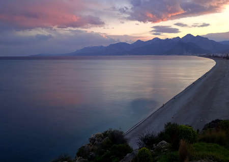 beautiful view from the mountain on the mediterranean coast in Antalyaの写真素材