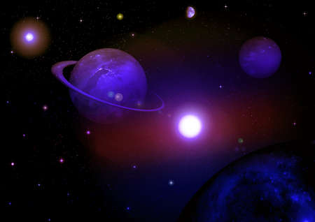 Stars of a planet and galaxy in a free space Elements of this image furnished . 3D renderingの写真素材
