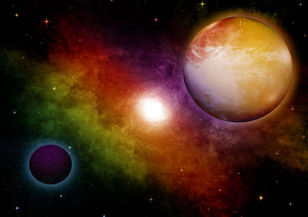 Stars of a planet and galaxy in a free space Elements of this image furnished . 3D renderingの写真素材