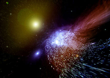 Stars of a planet and galaxy in a free space Elements of this image furnished . 3D renderingの写真素材
