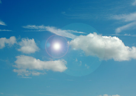 white air clouds in the blue skyの写真素材