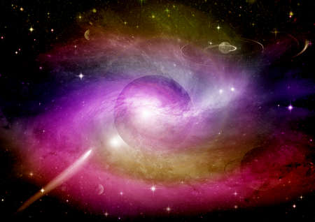 Stars of a planet and galaxy in a free space Elements of this image furnished . 3D renderingの写真素材
