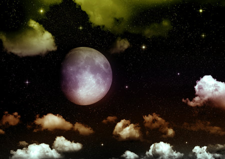 The moon in the night skyの写真素材
