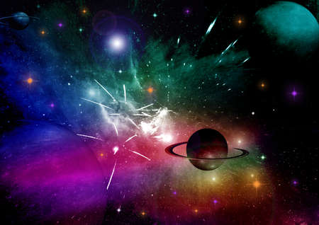 Stars of a planet and galaxy in a free space Elements of this image furnished . 3D renderingの写真素材