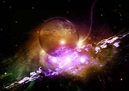 Stars of a planet and galaxy in a free space Elements of this image furnished . 3D renderingの写真素材