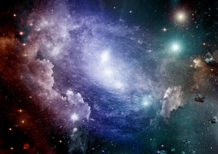 Stars of a planet and galaxy in a free space Elements of this image furnished . 3D renderingの写真素材