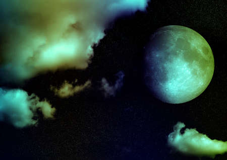 The moon in the night skyの写真素材
