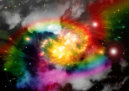 Stars of a planet and galaxy in a free spaceの写真素材