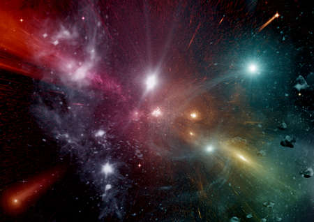 Stars of a planet and galaxy in a free spaceの写真素材