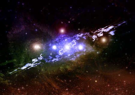Stars of a planet and galaxy in a free spaceの写真素材