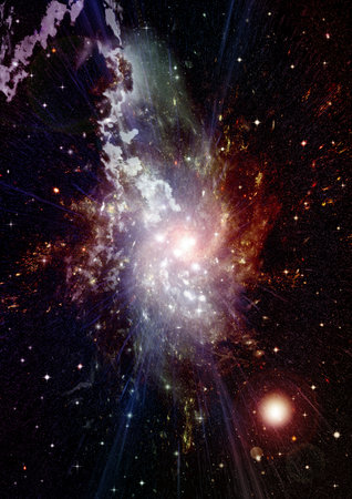 Stars of a planet and galaxy in a free spaceの写真素材
