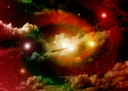 Stars of a planet and galaxy in a free spaceの写真素材