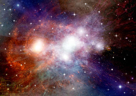 Stars of a planet and galaxy in a free spaceの写真素材