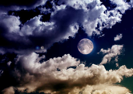 The moon in the night skyの写真素材