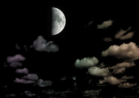 The moon in the night skyの写真素材