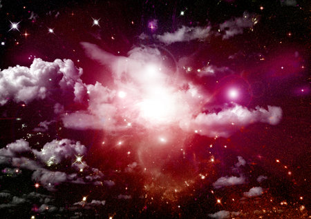 galaxy in a free space. 3D renderingの写真素材