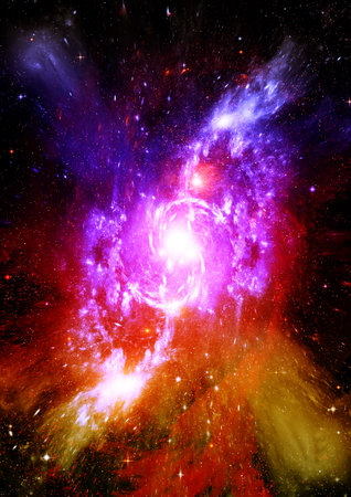 galaxy in a free space. 3D renderingの写真素材