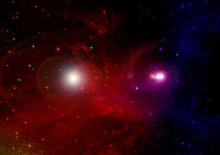 Stars of a planet and galaxy in a free space Elements of this image furnished by . 3D renderingの写真素材