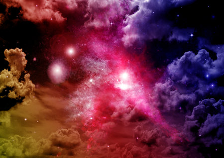 Stars of a planet and galaxy in a free space Elements of this image furnished by . 3D renderingの写真素材