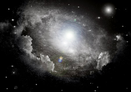 Stars of a planet and galaxy in a free space Elements of this image furnished by . 3D renderingの写真素材
