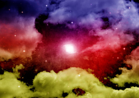 Stars of a planet and galaxy in a free space Elements of this image furnished by . 3D renderingの写真素材