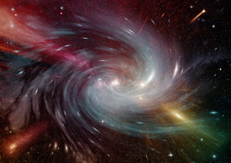 Stars of a planet and galaxy in a free space Elements of this image furnished by . 3D renderingの写真素材