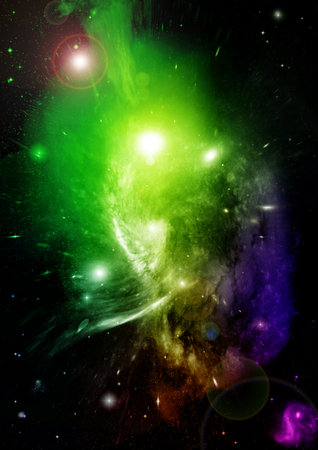 Stars of a planet and galaxy in a free space Elements of this image furnished by . 3D renderingの写真素材