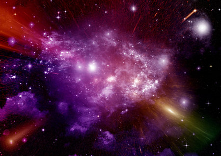 galaxy in a free space. 3D renderingの写真素材
