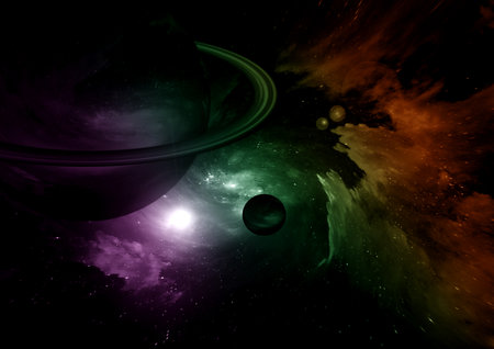 galaxy in a free space. 3D renderingの写真素材