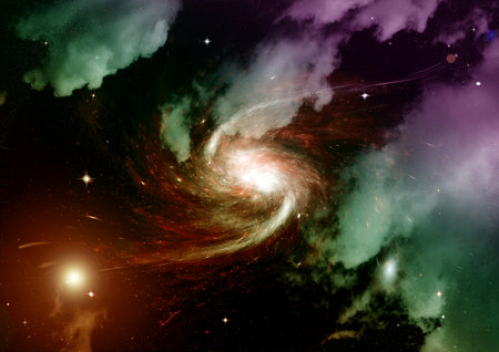 galaxy in a free space. 3D renderingの写真素材