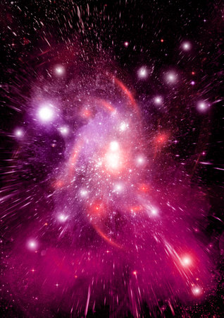 galaxy in a free space. 3D renderingの写真素材