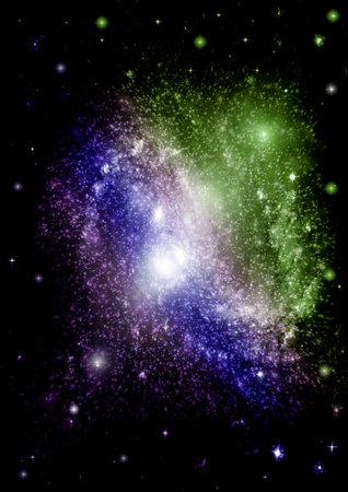 Stars of a planet and galaxy in a free space Elements of this image furnished by . 3D renderingの写真素材