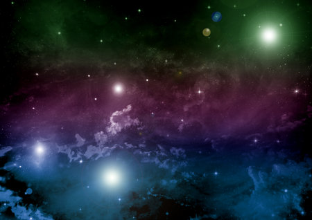 Stars of a planet and galaxy in a free space Elements of this image furnished by . 3D renderingの写真素材