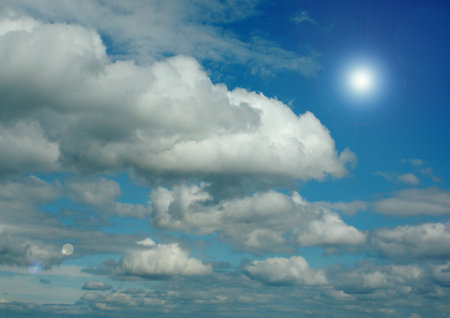 white air clouds in the blue skyの写真素材