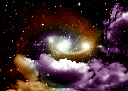 Stars of a planet and galaxy in a free space Elements of this image furnished by . 3D renderingの写真素材