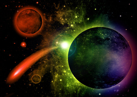 galaxy in a free space. 3D renderingの写真素材