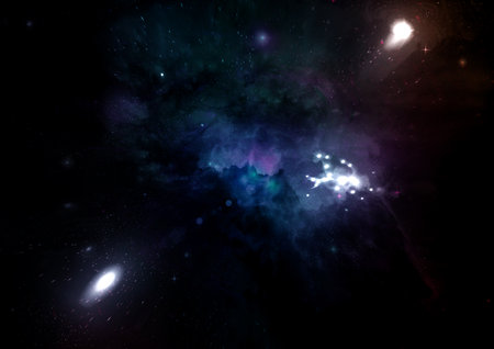 galaxy in a free space. 3D renderingの写真素材