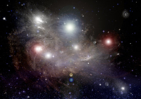 galaxy in a free space. 3D renderingの写真素材