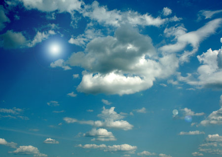 white air clouds in the blue skyの写真素材