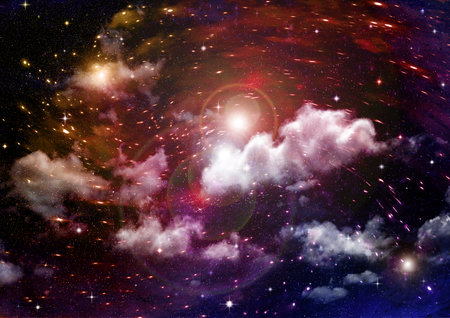 Stars of a planet and galaxy in a free space Elements of this image furnished by . 3D renderingの写真素材