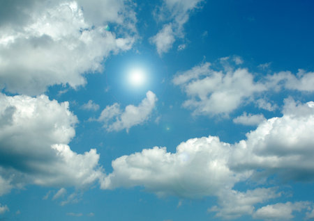 white air clouds in the blue skyの写真素材
