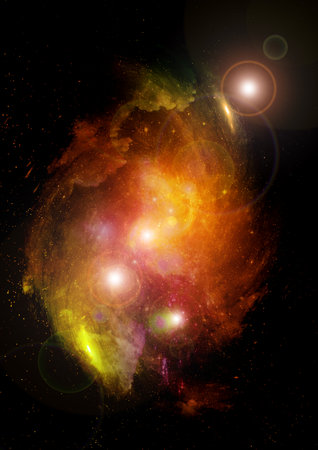 Stars of a planet and galaxy in a free space Elements of this image furnished by . 3D renderingの写真素材