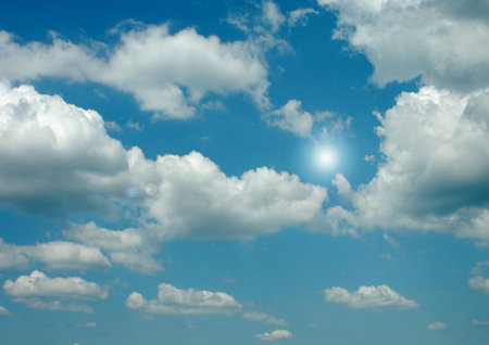 white air clouds in the blue skyの写真素材