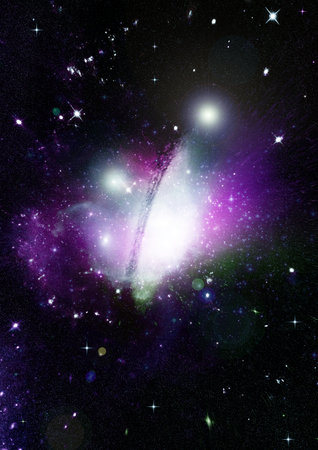 Stars of a planet and galaxy in a free space Elements of this image furnished by . 3D renderingの写真素材
