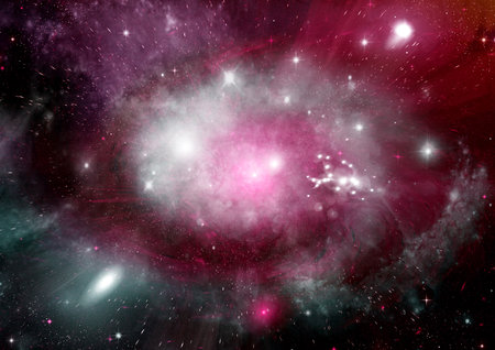 Stars of a planet and galaxy in a free space Elements of this image furnished by . 3D renderingの写真素材